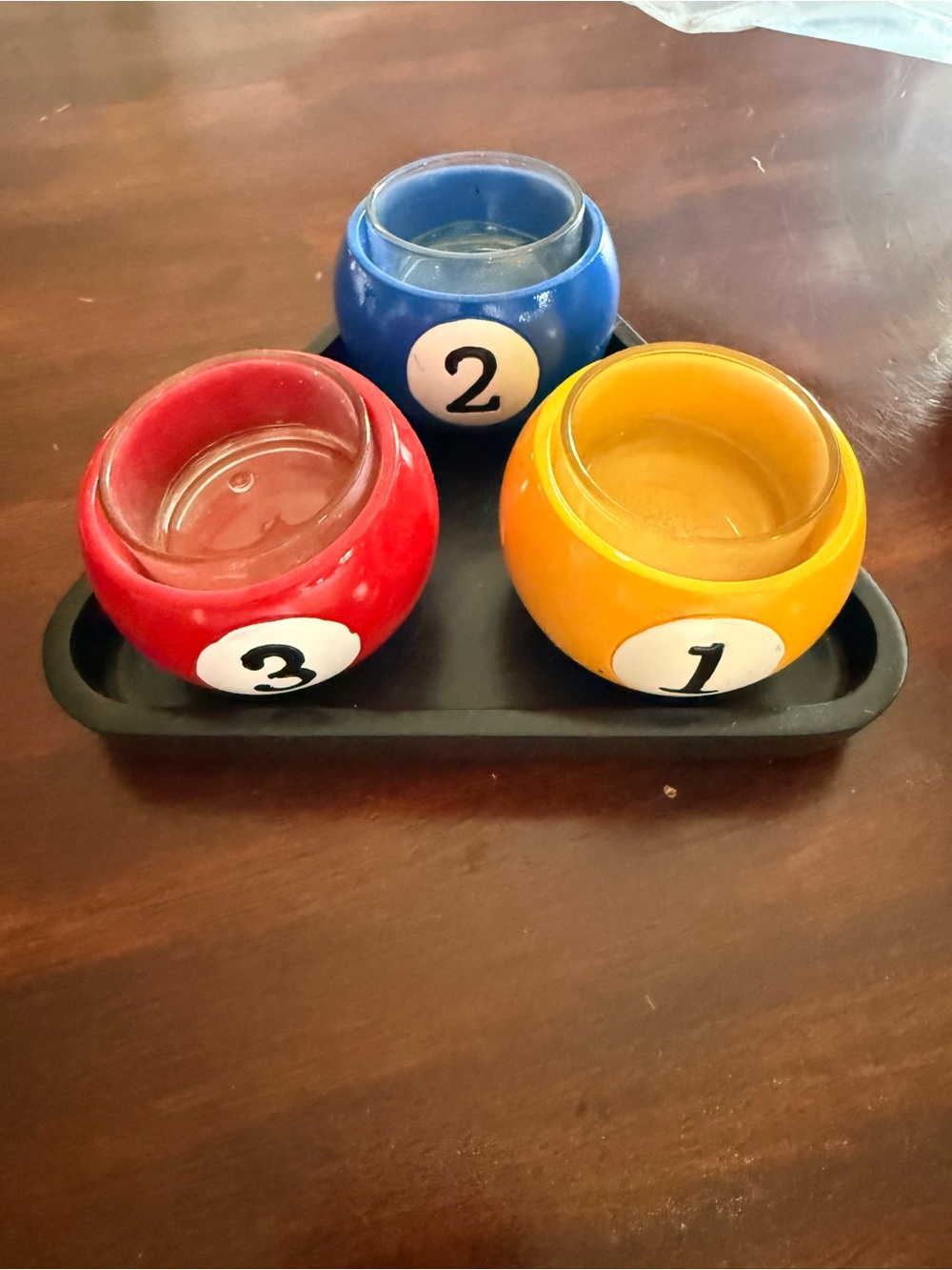 Billiard Ball Trio Numbered Candle Holders - Red, Blue, Yellow